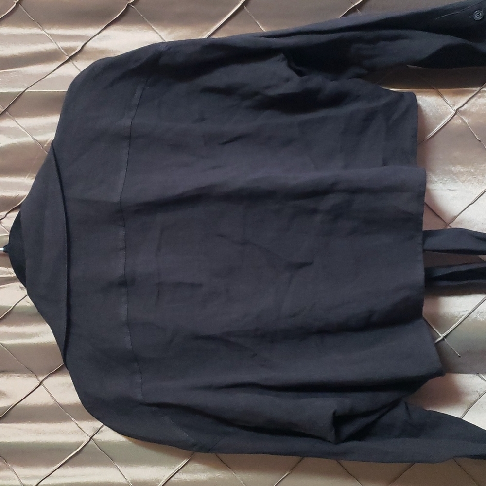NWT- ZARA Linen Tie Front Shirt Jacket - Picture 5 of 5